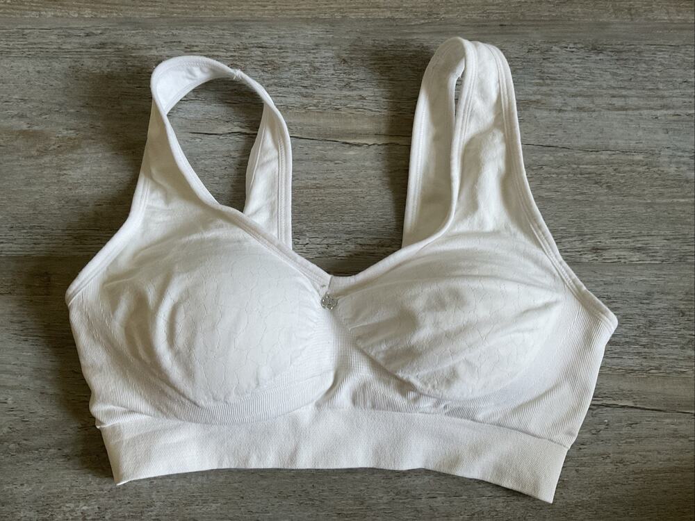 BREEZIES WHITE PADDED SPORTS BRA WOMENS S